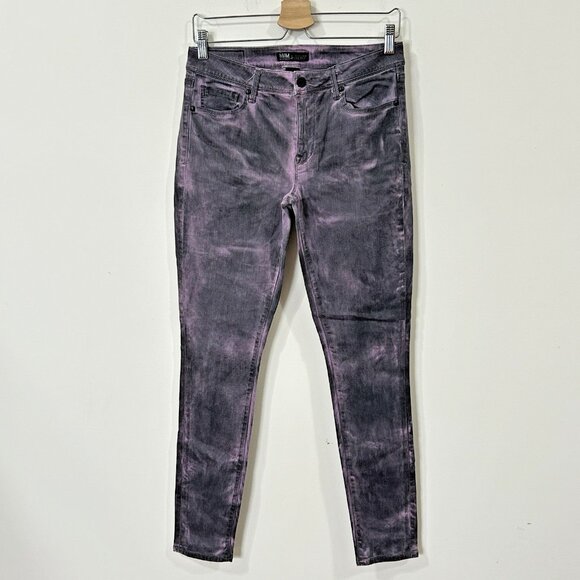 NVM Paper Fox Women’s Size 30 Tie-Dye Purple Black Stretch Skinny Jeans 5-Pocket - Picture 1 of 11